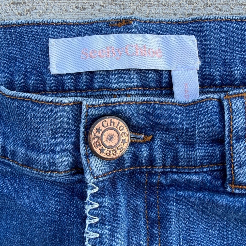 See By Chloe Whipstitch Straight Leg Jeans Womens 28 Blue Denim Made Italy - Picture 3 of 11